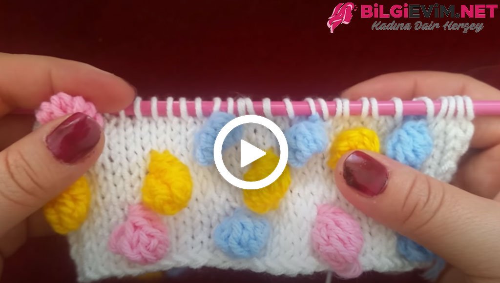 Şiş ile Ponponlu Örgü Modeli Yapılışı Videolu Anlatım