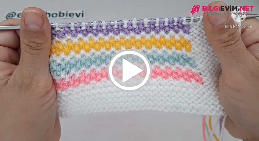 Renkli Zigzag Örgü Modeli Videolu Anlatım