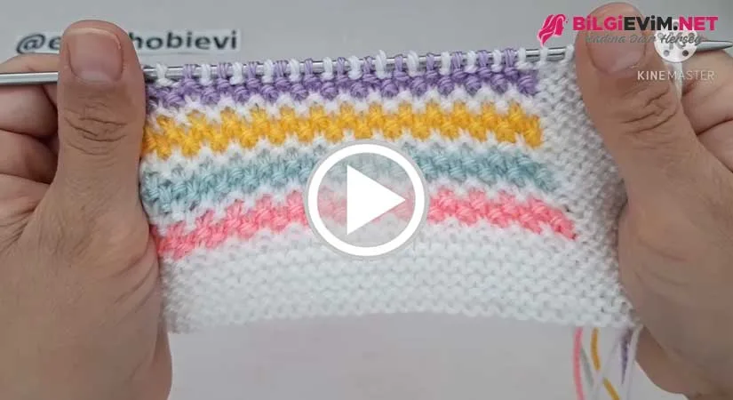 Renkli Zigzag Örgü Modeli Videolu Anlatım