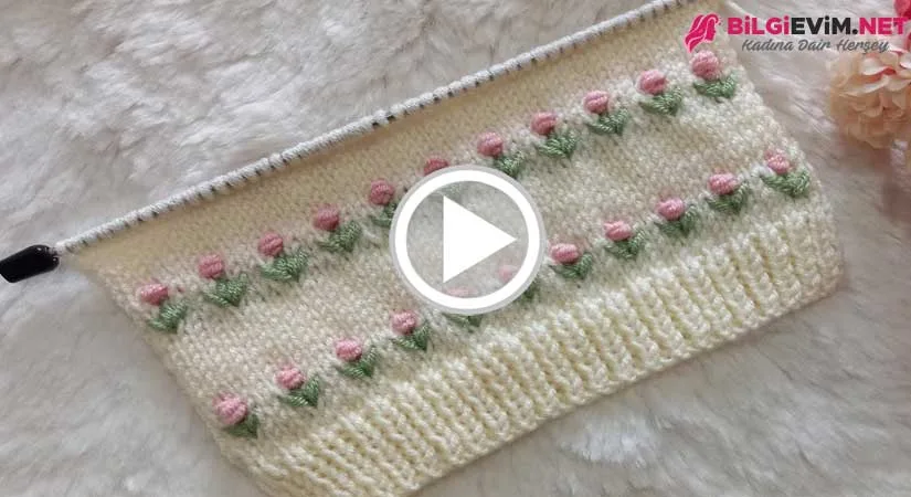 İki Şiş İle Lale Kabartılı  Modeli Yapılışı Videolu Anlatım