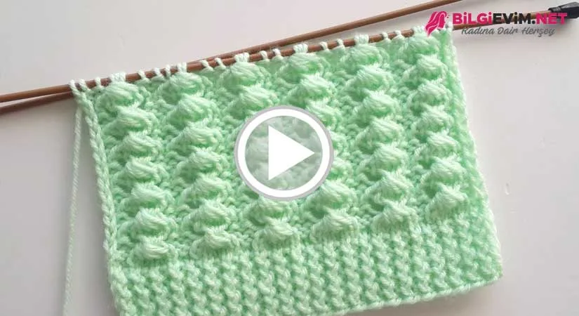 İki Şiş Kabartmalı Örgü Modeli Videolu Anlatım