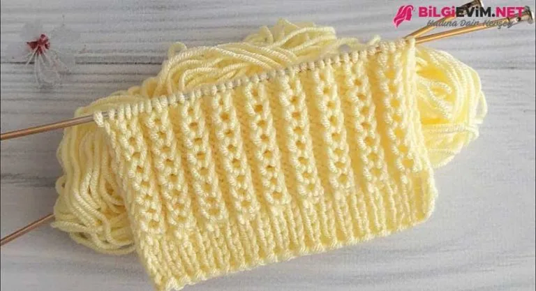 İki Sırada Biten Kolay Şiş Örgü Modeli Videolu Anlatım