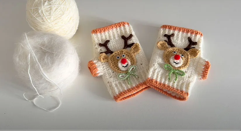 Örgü Geyikli Eldiven Yapılışı Videolu Anlatım