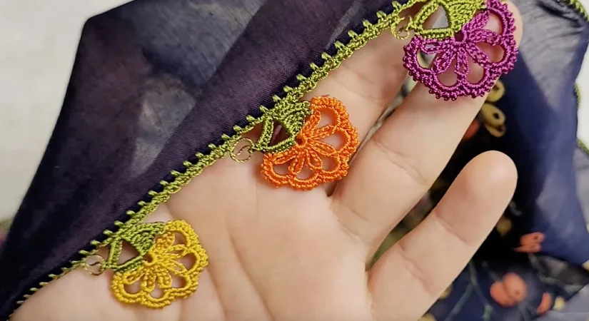 İki Zincirli Tığlama ile Gösterişli Çiçekli Oya Modeli – Adım Adım Anlatım